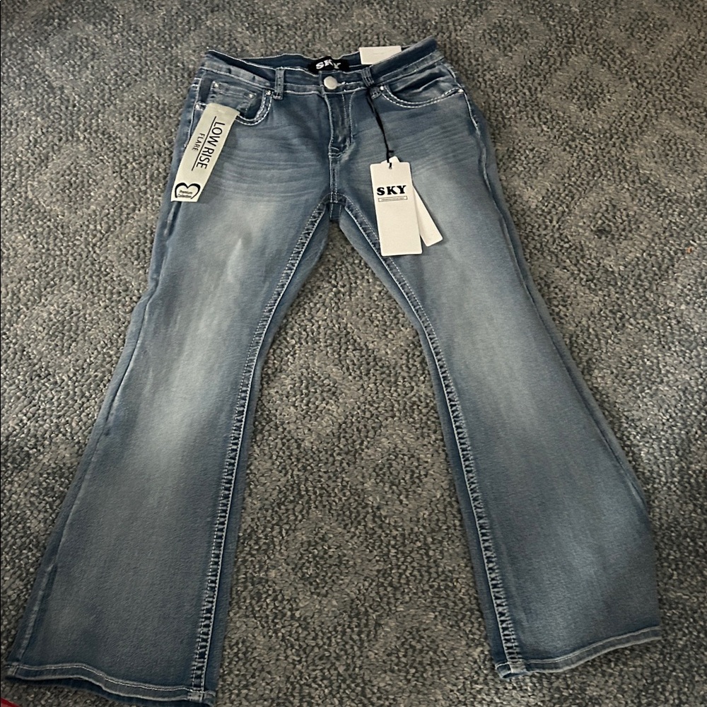 Sky Women's Light Blue Flare Jeans - Picture 2 of 8